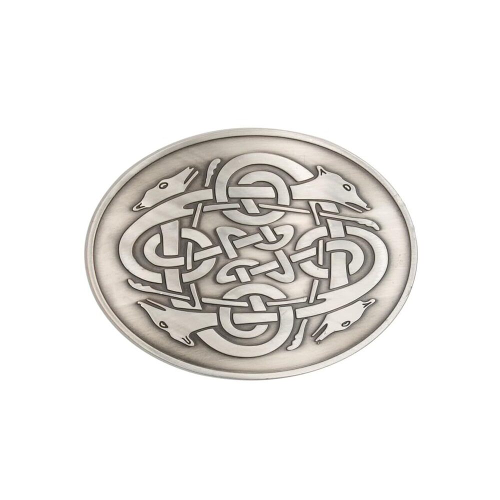 3804 Irish Celtic Belt Buckle - Oval Silver Belt Buckle Made in Ireland